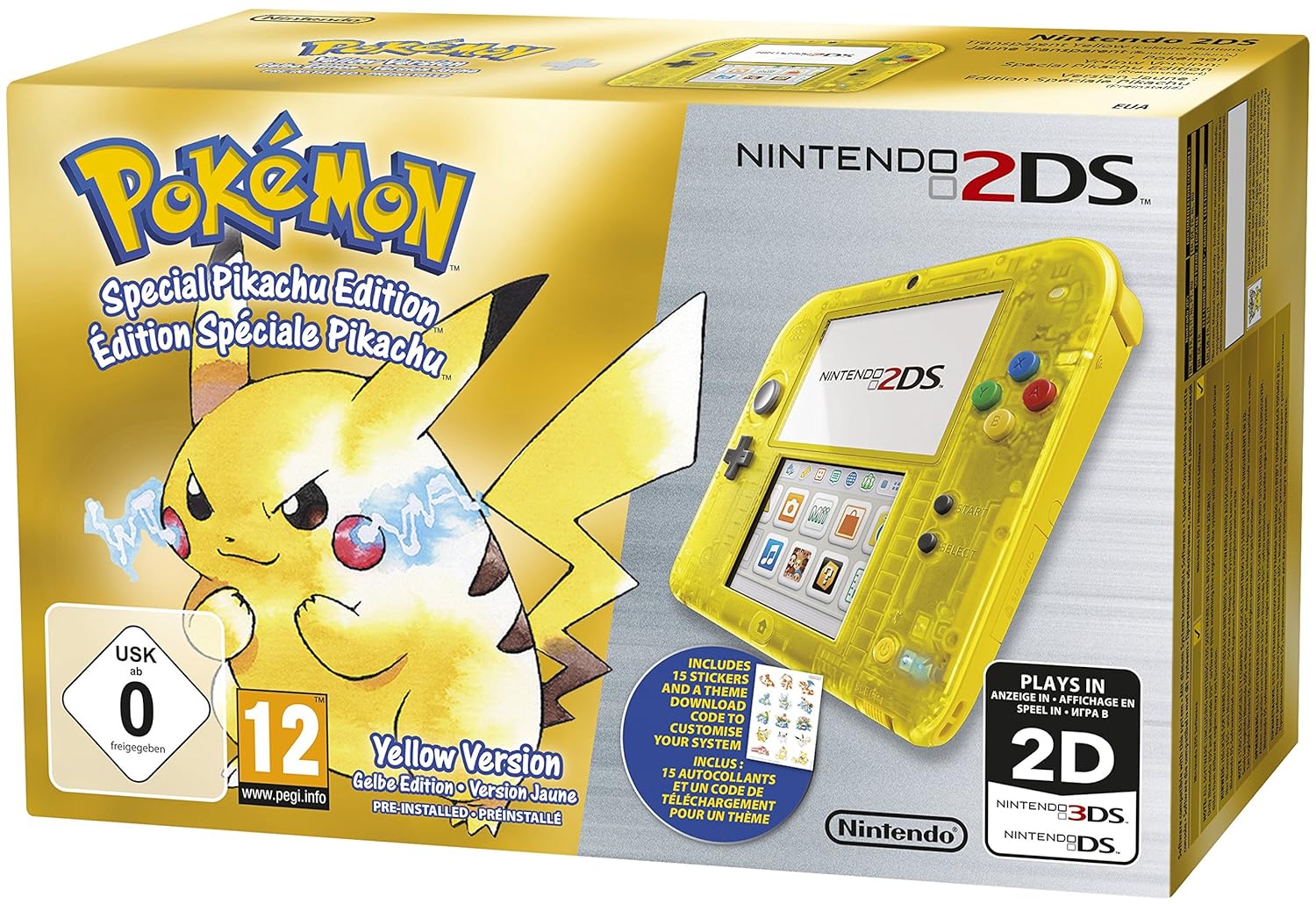 Nintendo 2DS Konsole Pokemon Edition - Gelb Transparent