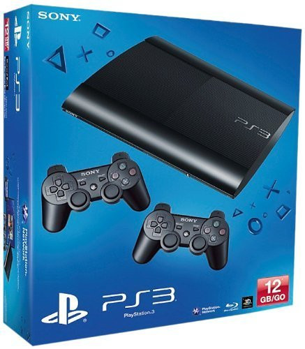 PS3 Konsole Super Slim 12GB (inkl. 2x Controller) - Schwarz