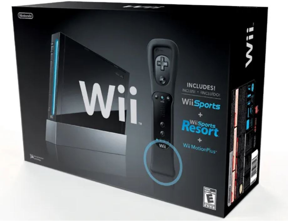 Nintendo Wii Konsole (inkl. Wii Sports, Wii Sports Resort, Motion Plus Adapter) - Schwarz