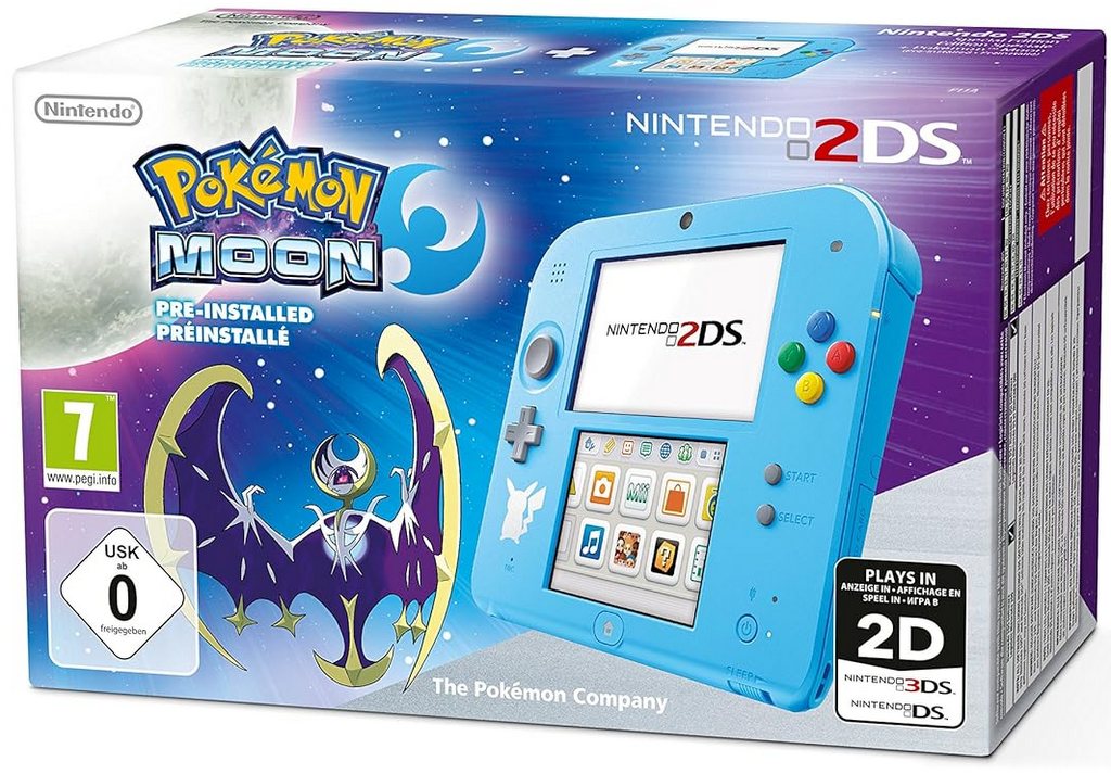 Nintendo 2DS Konsole inkl. Pokemon Mond (vorinstalliert) - Hellblau