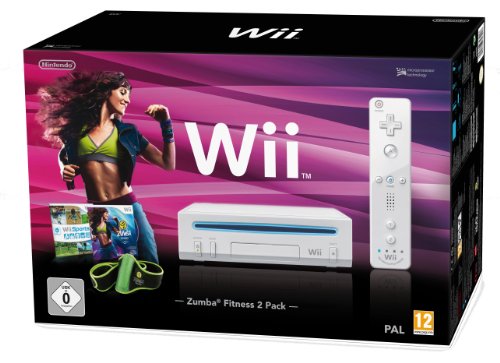 Nintendo Wii Konsole (inkl. Wii Sports, Zumba Fitness 2 mit Hüftgürtel, Remote Plus) - Weiß