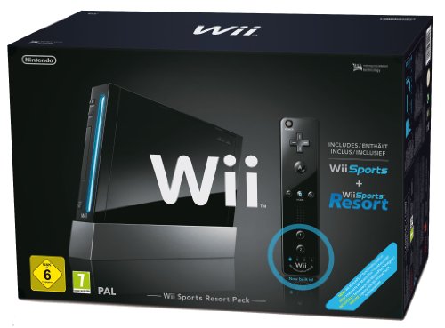 Nintendo Wii Konsole (inkl. Wii Sports, Wii Sports Resort, Remote Plus) - Schwarz