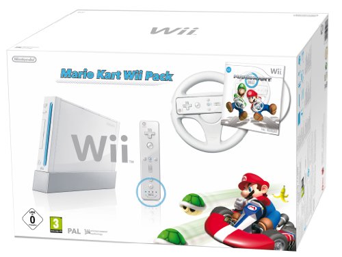 Nintendo Wii Konsole (inkl. Mario Kart, Wii Wheel, Remote Plus) - Weiß