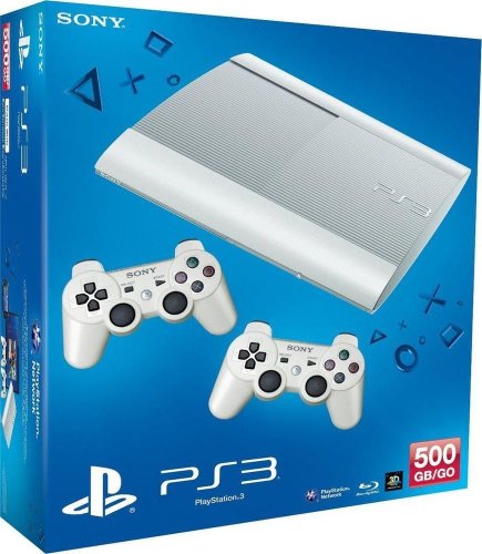 PS3 Konsole Super Slim 500GB (inkl. 2x Controller) - Weiß
